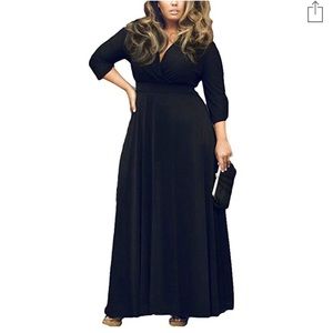Long Black Dress 3/4 length sleeves lightweight